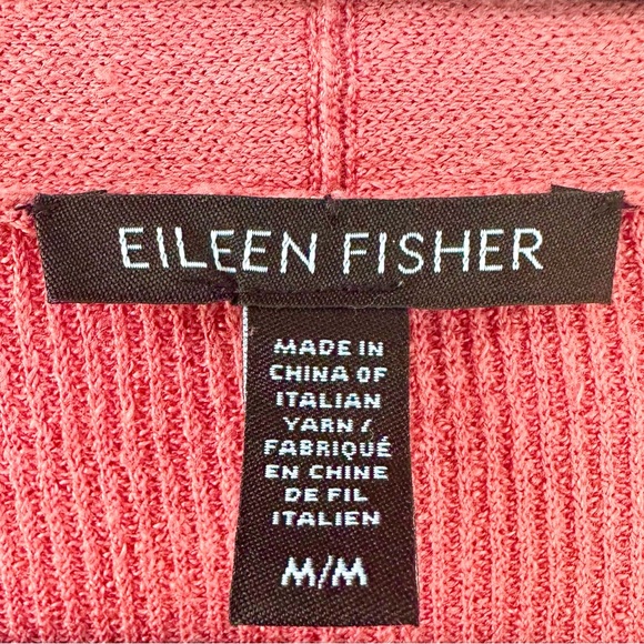 Eileen Fisher Cardigan Long Sleeve Coral Medium Organic Linen Blend - Picture 5 of 5